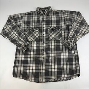 Vintage Dakota Mens Size L Tall Flannel Shirt Gray Plaid *Read Desc